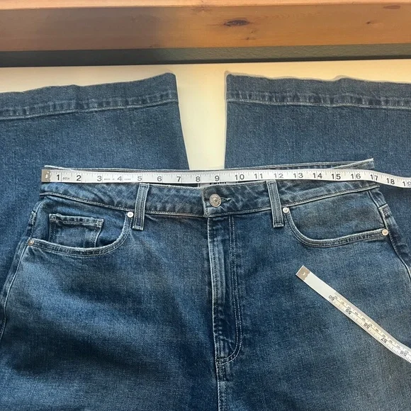 NWT PAIGE Harper Ankle Blue Denim Wide Leg Sz 32 - Picture 5 of 7